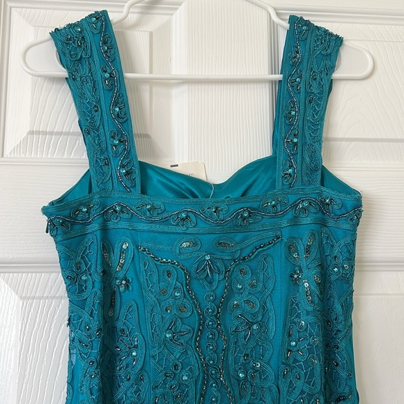Sue Wong sequin sparkle, teal midi cocktail dress, new with tags, size 4 - Picture 5 of 7